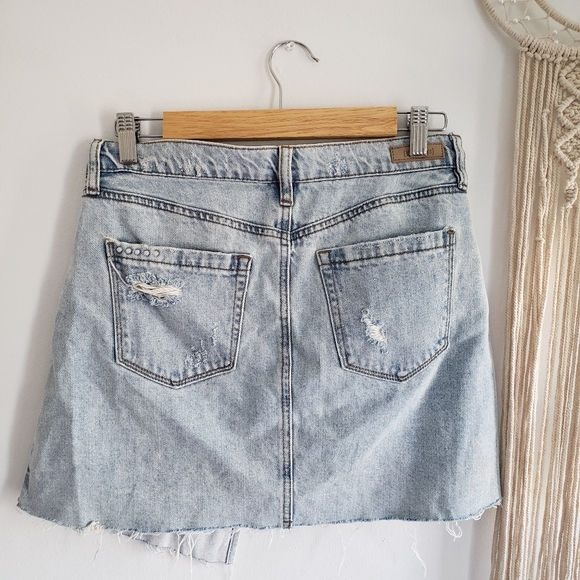 Blank NYC Acid Trip Asymmetrical Slanted Jean Denim Skirt Distressed 26 - Picture 7 of 15